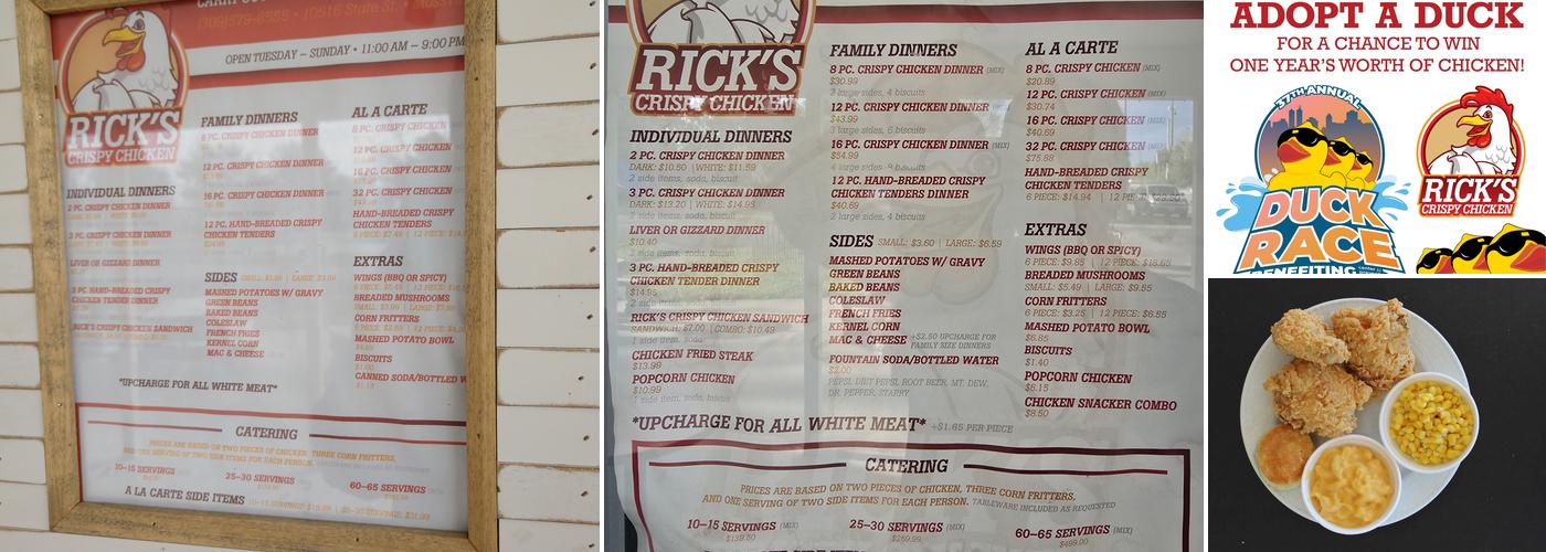 Rick’s Crispy Chicken Menu