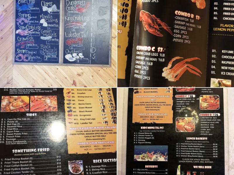 The Madden Crab Menu