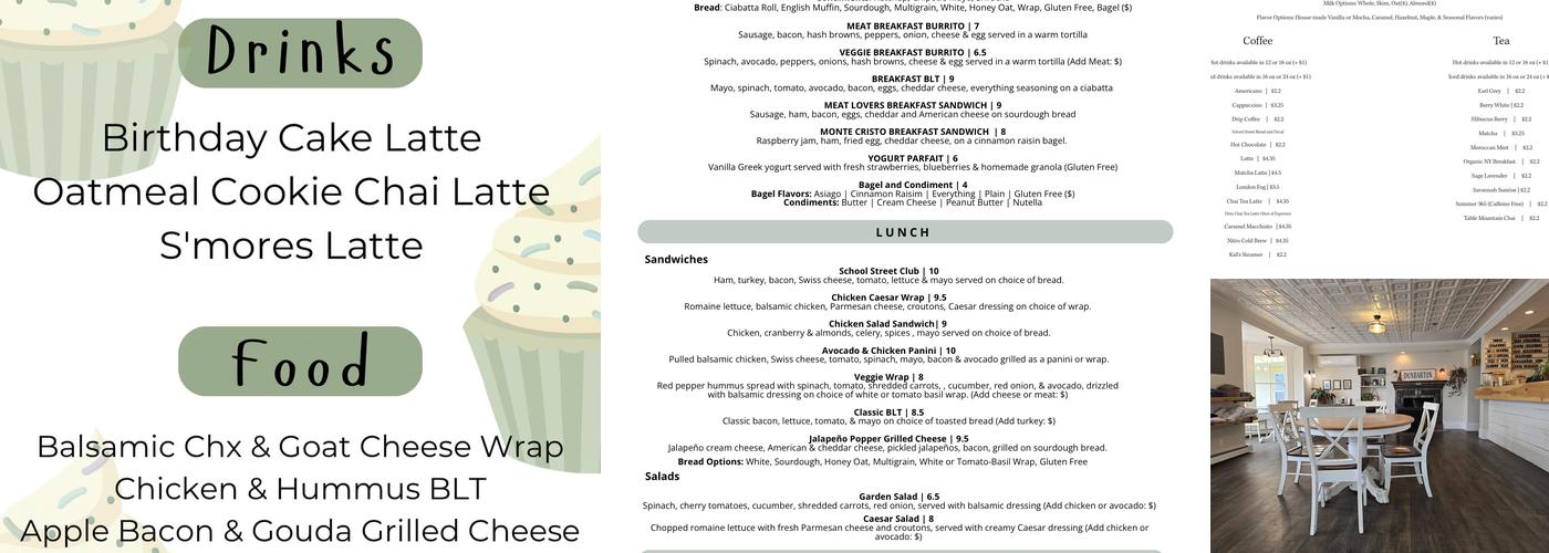 School Street Cafe Menu