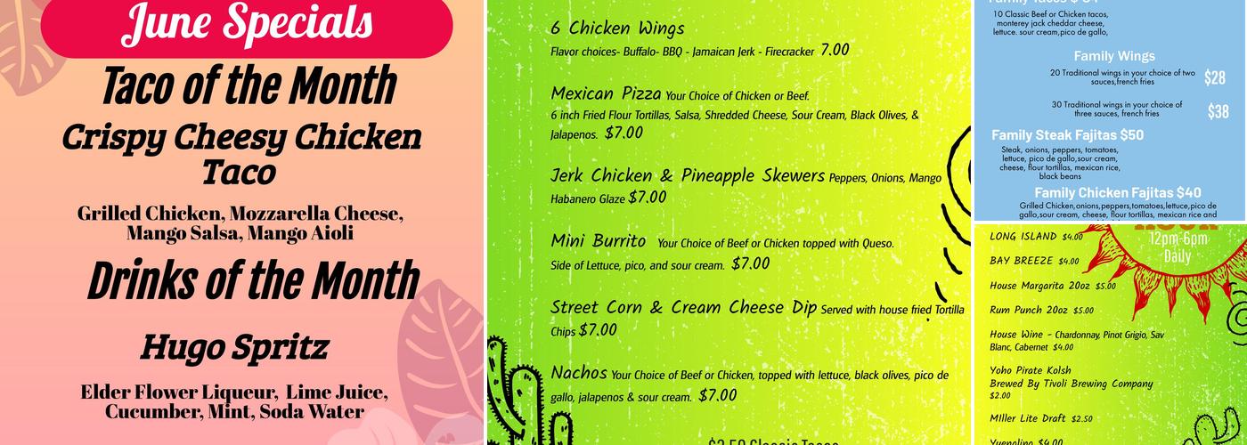 Yo Ho Rum & Tacos Menu