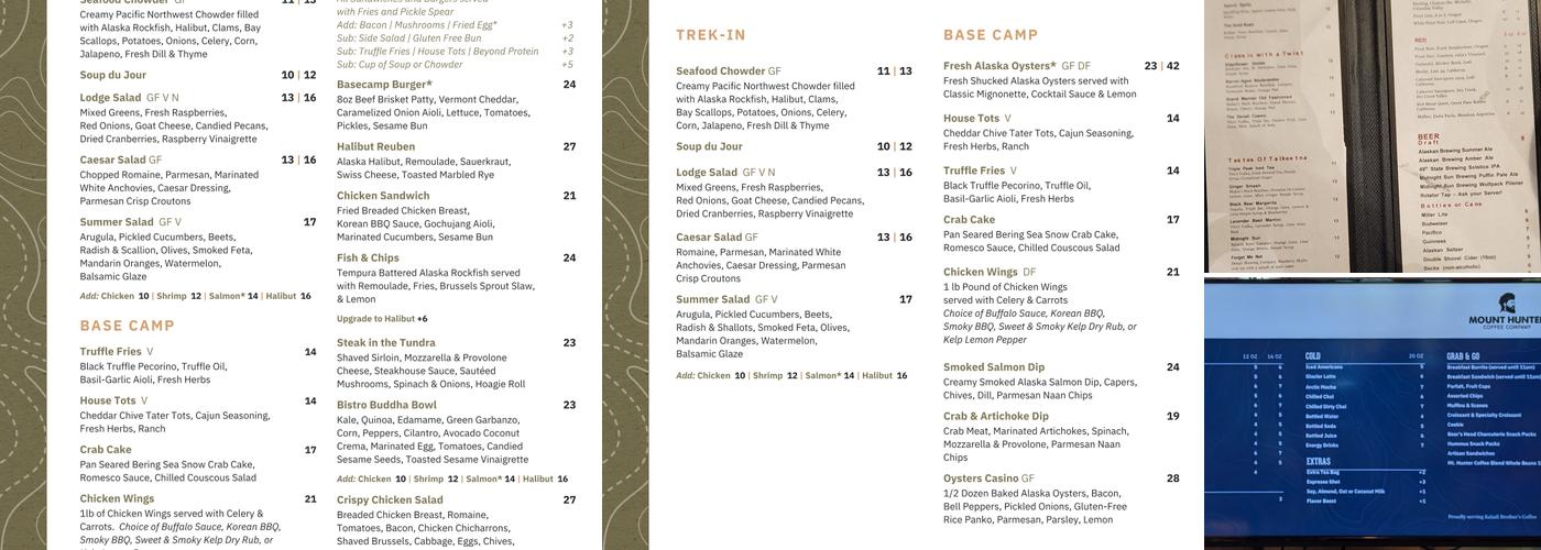 Base Camp Bistro Menu