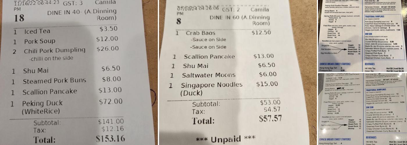 Long Island Pekin Menu