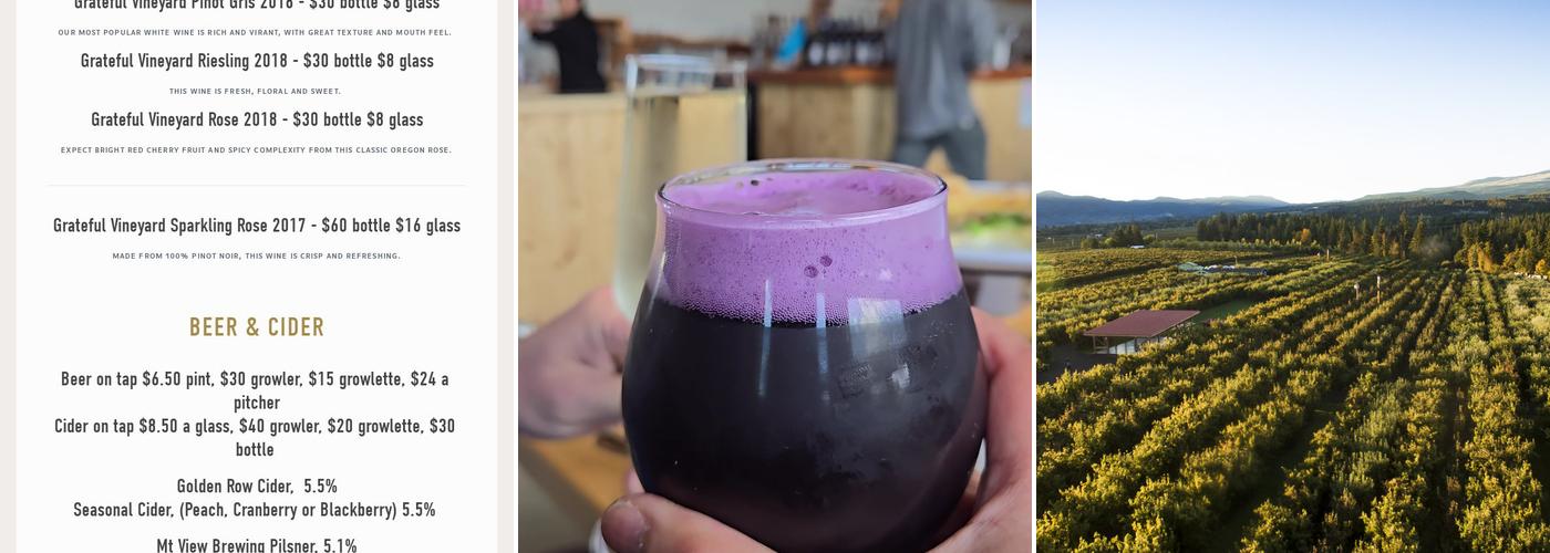 Grateful Vineyard Menu