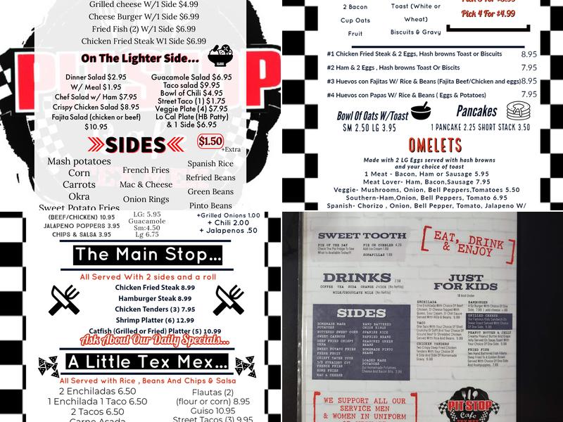 PIT STOP BAR & GRILL Menu