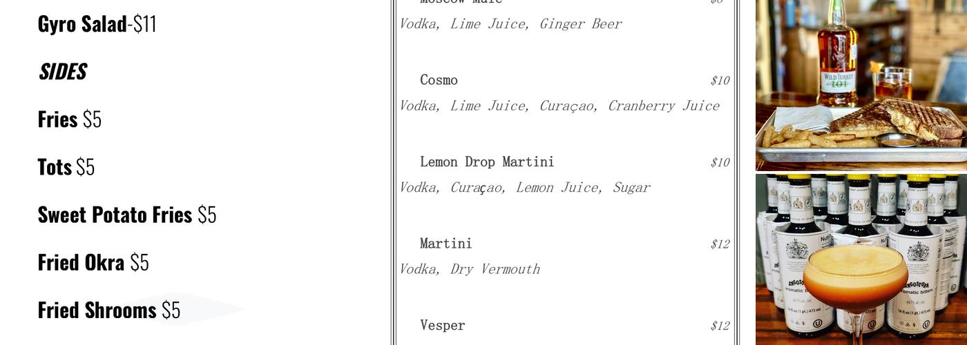 Sabbatical Spirits at Hop Scholar Menu