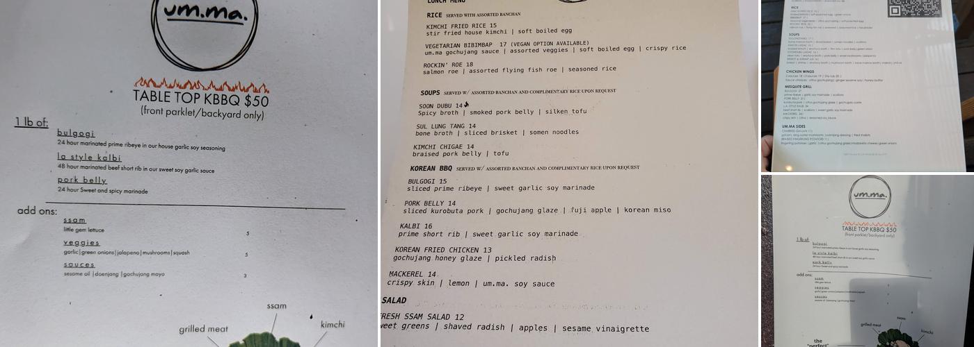 um.ma Menu