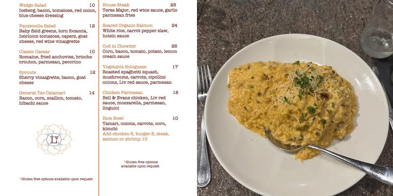 Liv Creative Cuisine Menu