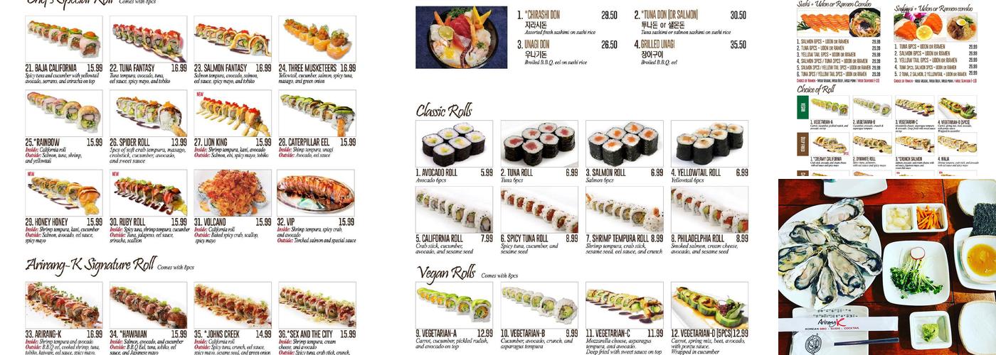 Arirang K Menu