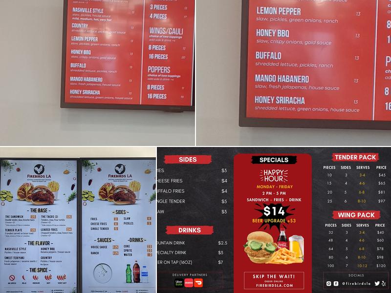 Firebirds Chicken House Menu