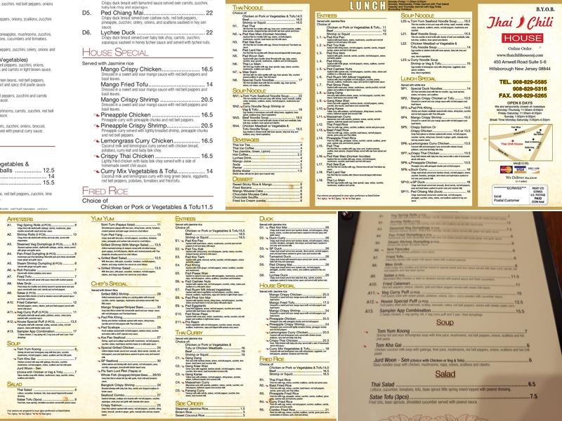 Thai Chili House Menu