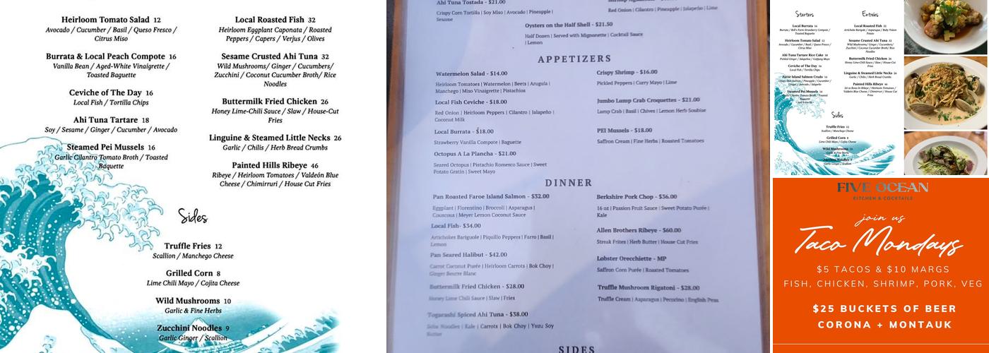 Five Ocean Menu