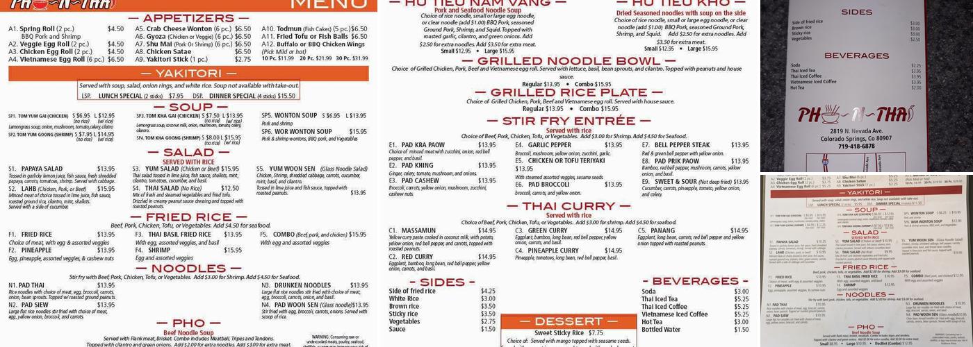 Pho-N-Thai Menu