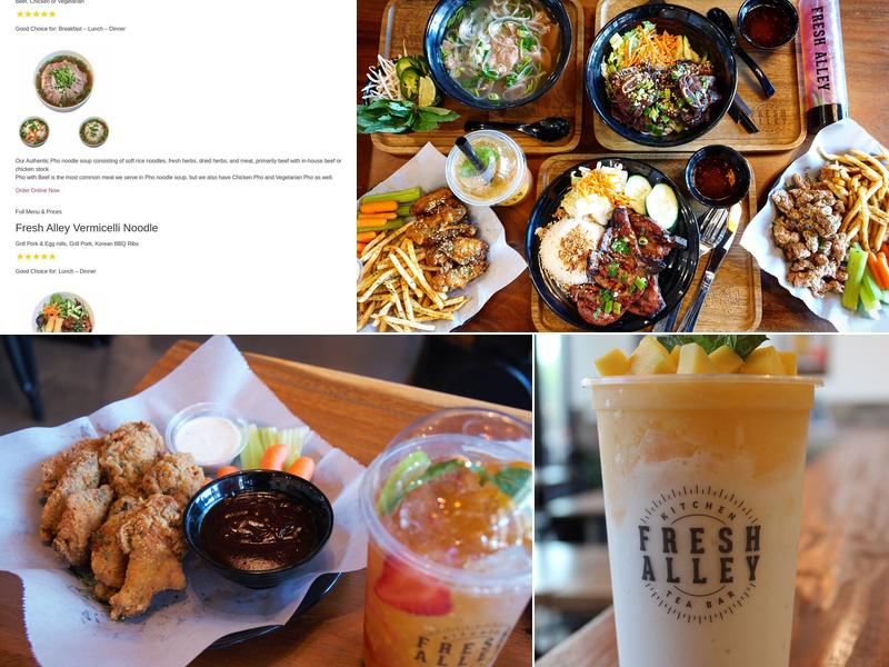 Pho Fresh Alley & Boba Tea Menu