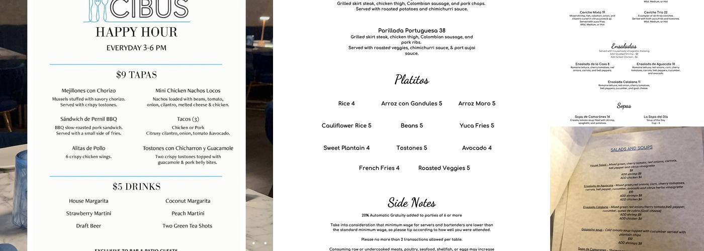 Cibus Latin Fusion Menu