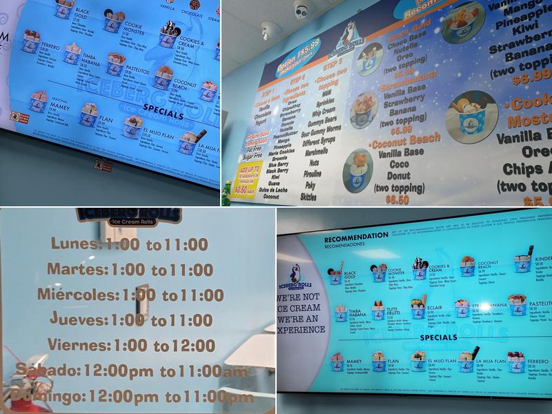 Iceberg Rolls Menu