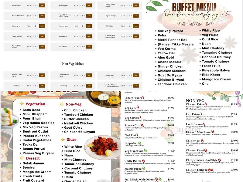 5th Element India Kitchen Menu