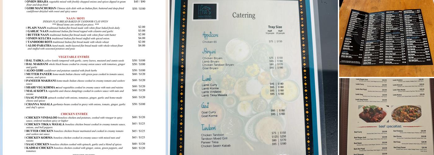 Ifra’s Indian Kitchen Menu