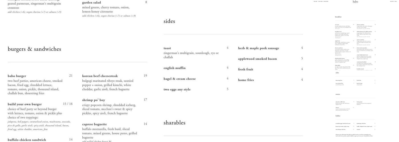 Babo Menu