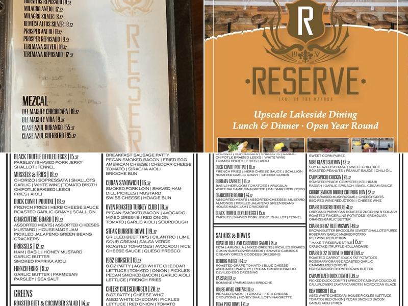 1932 Reserve Menu