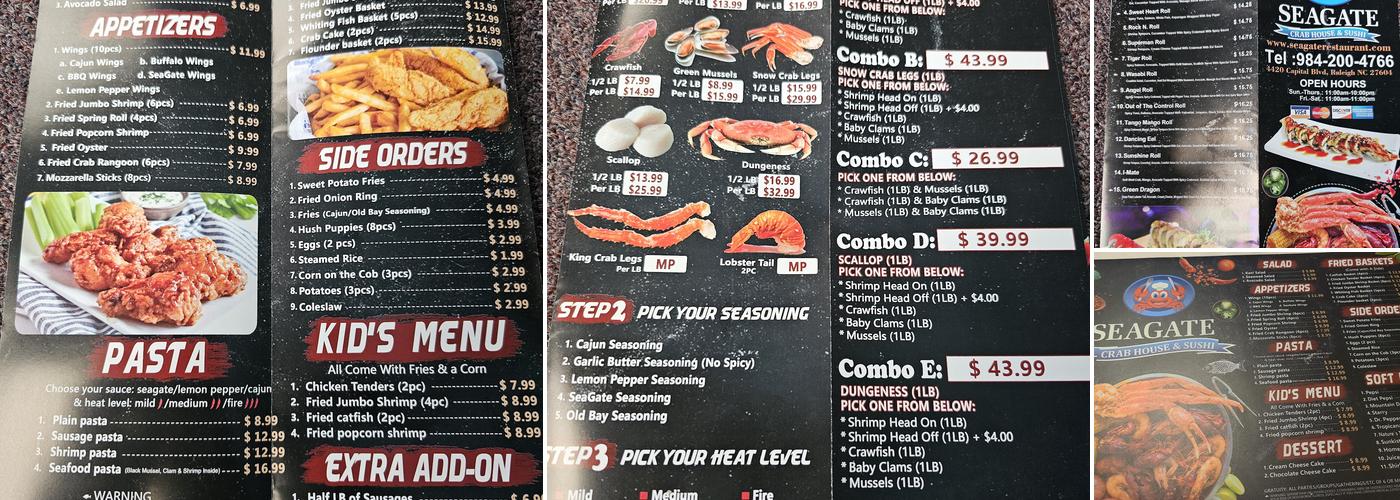 Seagate Crabhouse & Sushi Menu