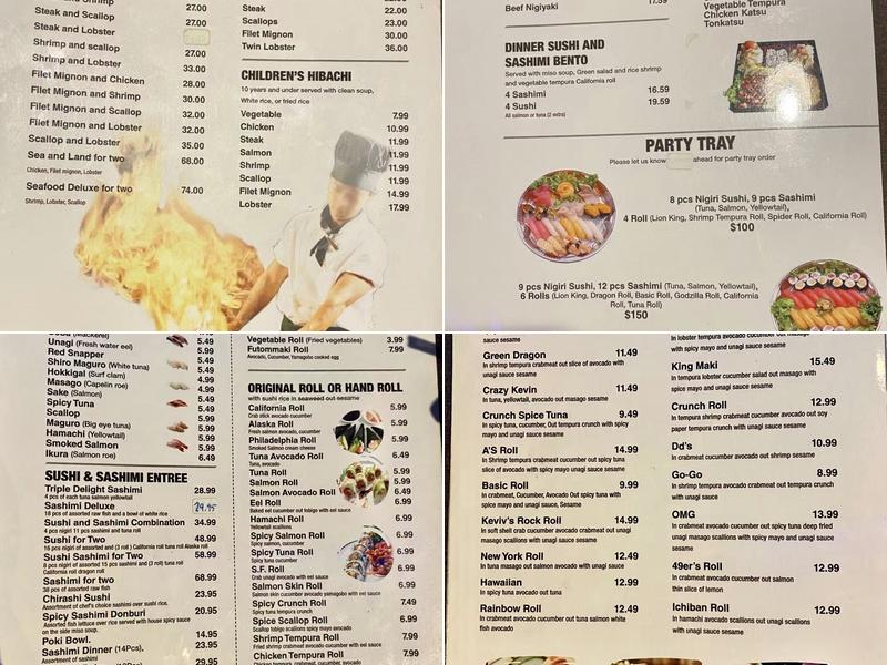 Tokyo Hana Hibachi & Sushi Bar Menu