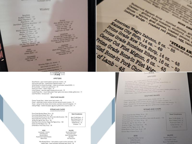Steakhouse Five Menu