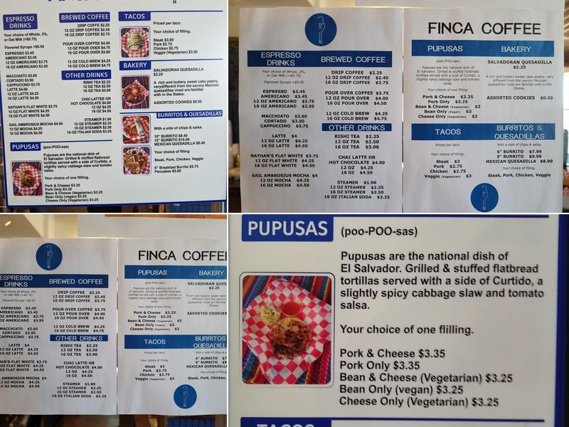 Finca Coffee Menu