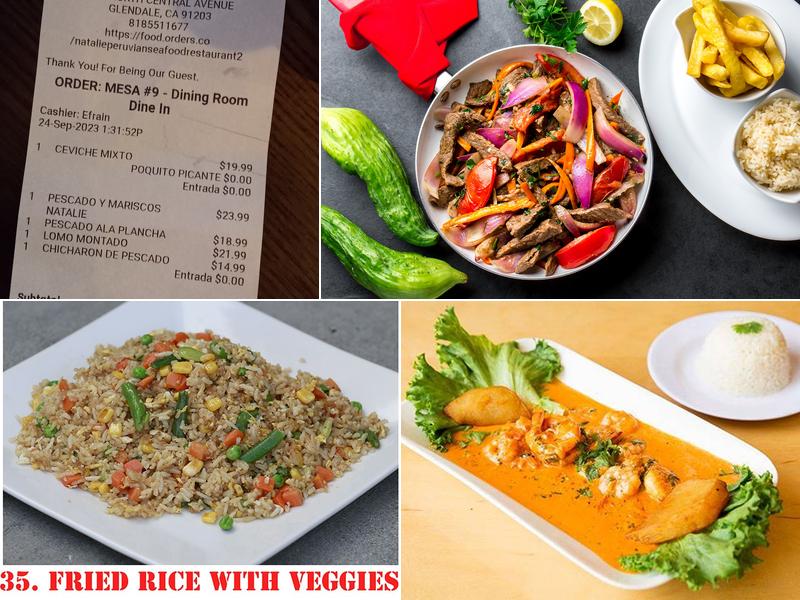 Natalie Peruvian Seafood Restaurant Menu