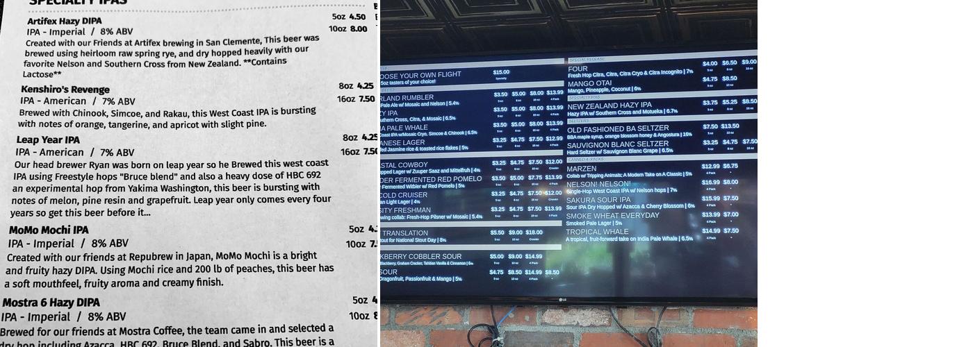 Harland Brewing - One Paseo Menu