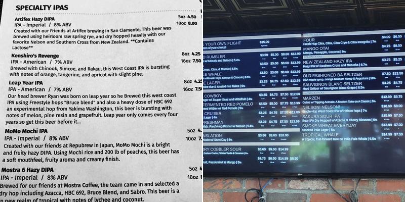 Harland Brewing - One Paseo Menu