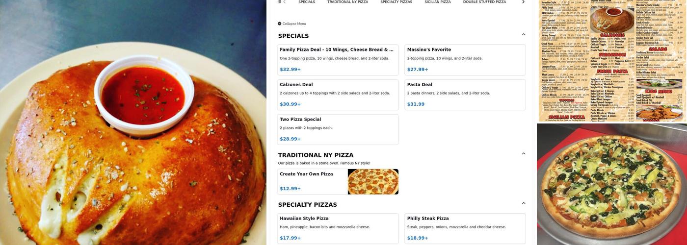 Massino’s Pizzeria Menu