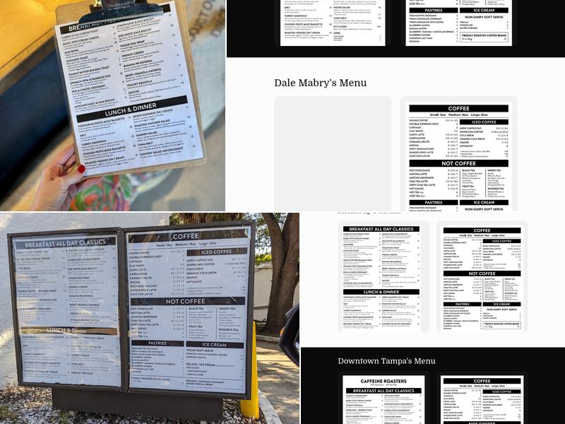 Caffeine Roasters Menu