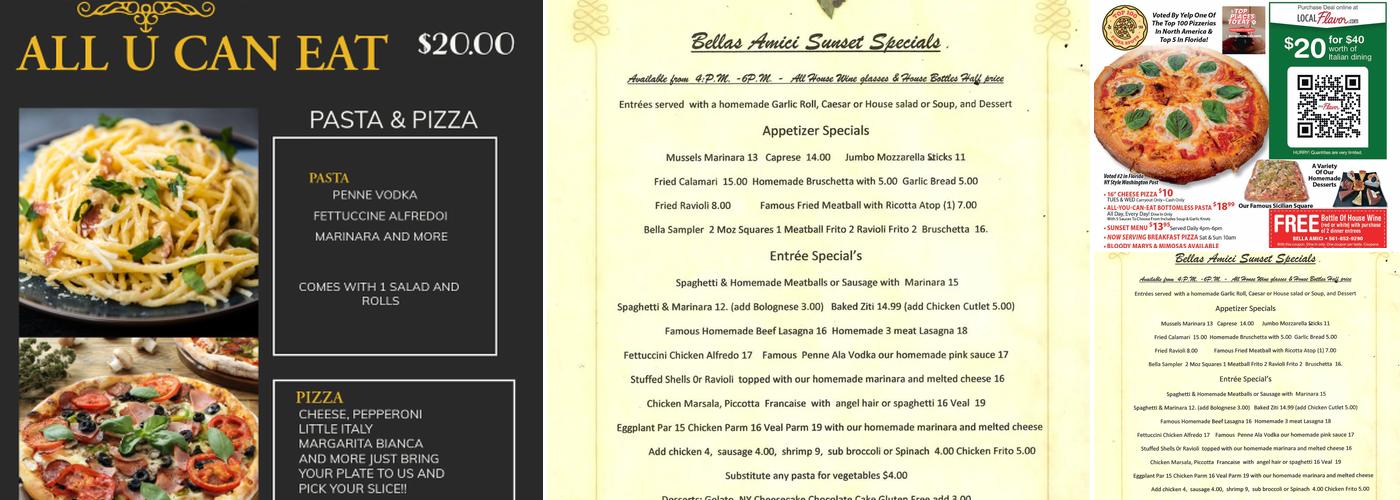 Bella Amici Menu