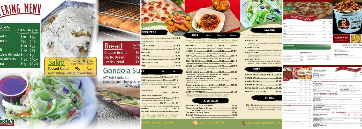 Via Sofia's Menu