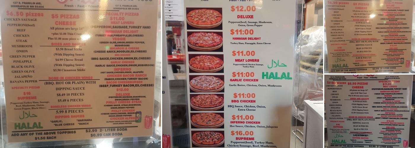 Franklin Pizza Menu