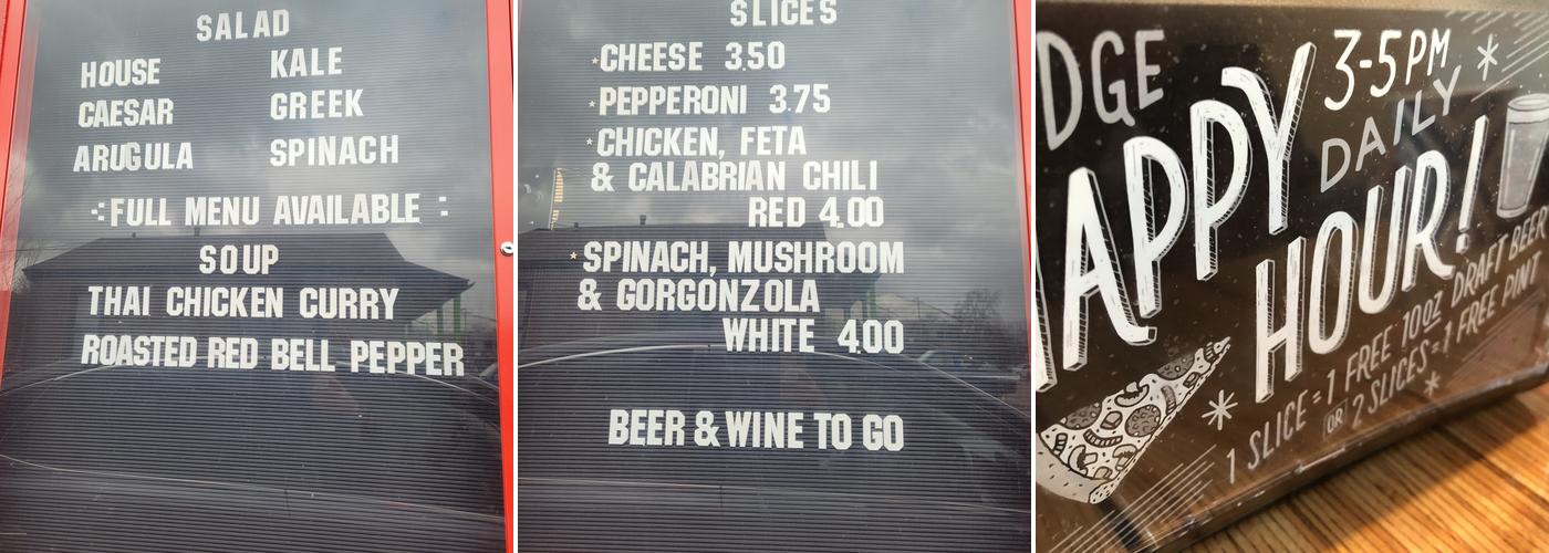 Bridge Pizza Menu