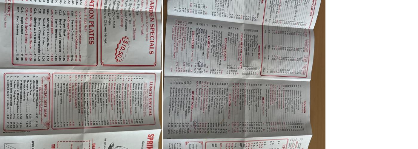 Spring Garden Menu