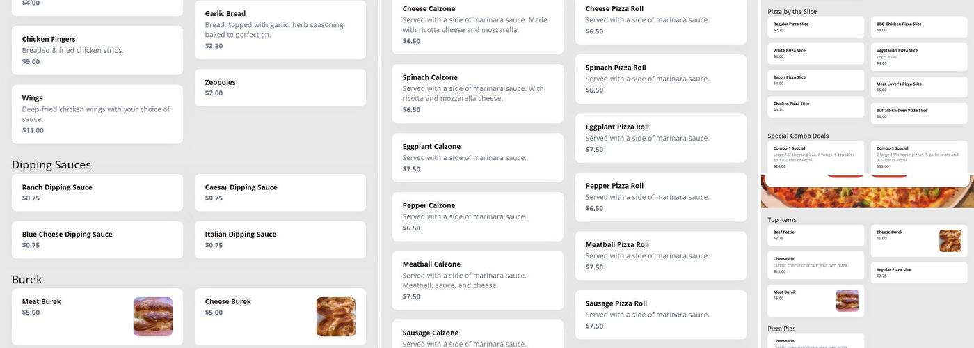 Side By Side Pizza & Burek Menu