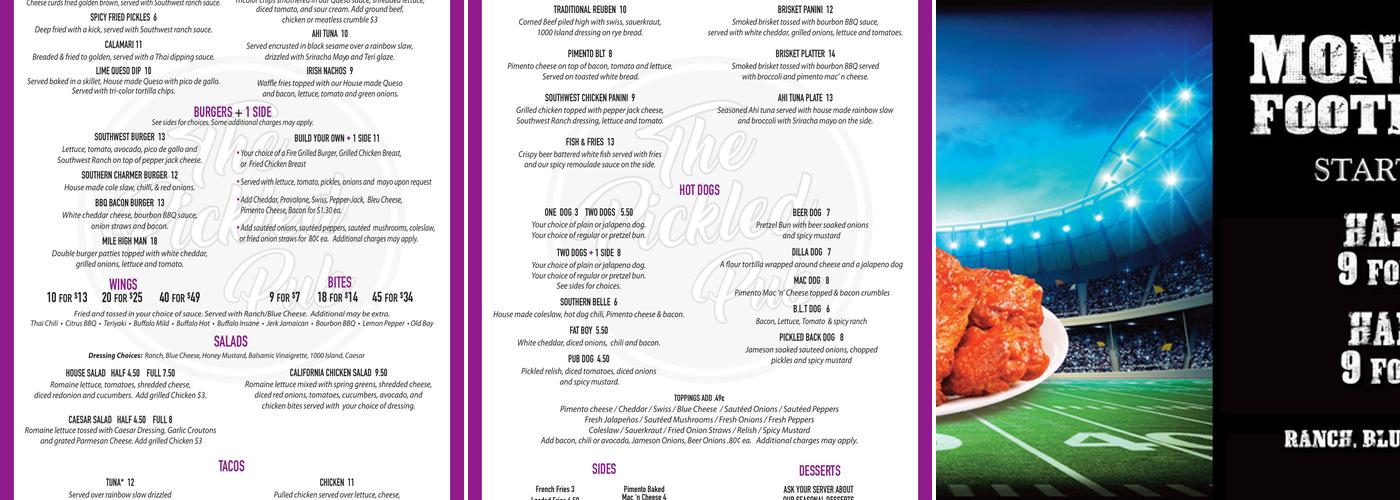 The Pickled Pub Menu