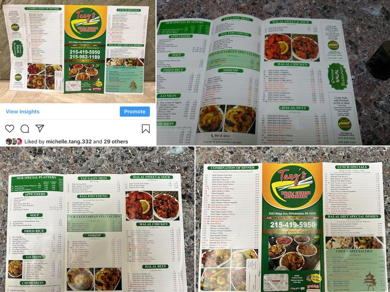 Tang’s Halal Chinese Restaurant Menu