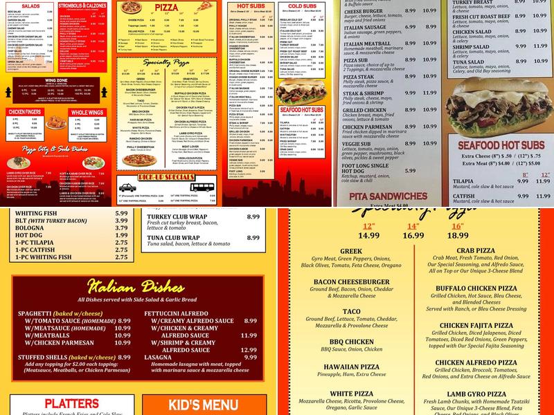 Pizza City & Subs Menu