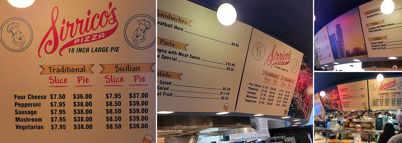 Sirrico's Pizza Menu