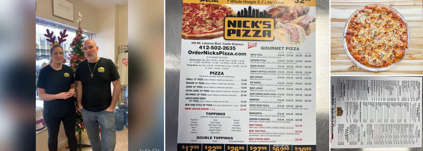Nick’s Pizza Menu