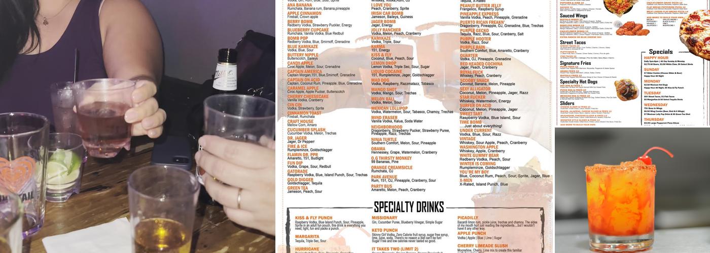 Kiss and Fly Sliders Slices & Shots Menu