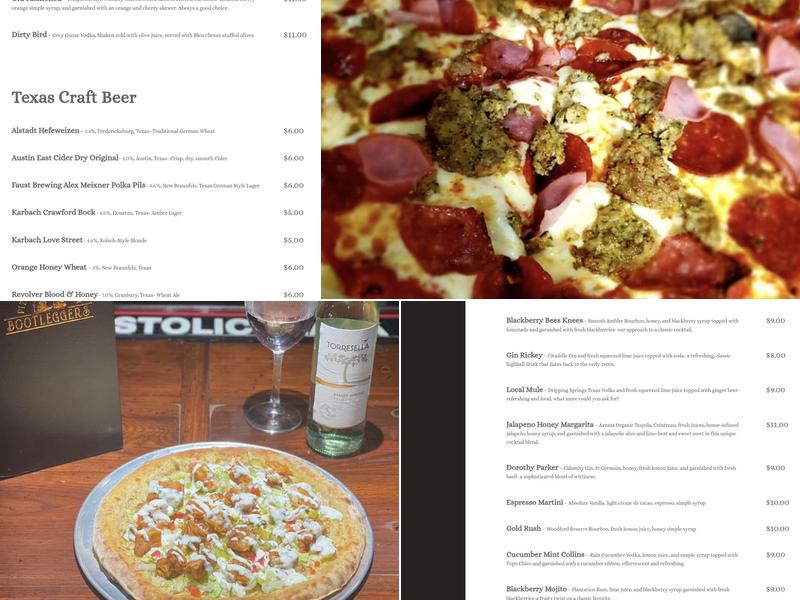 Bootleggers Pizza Parlor Menu