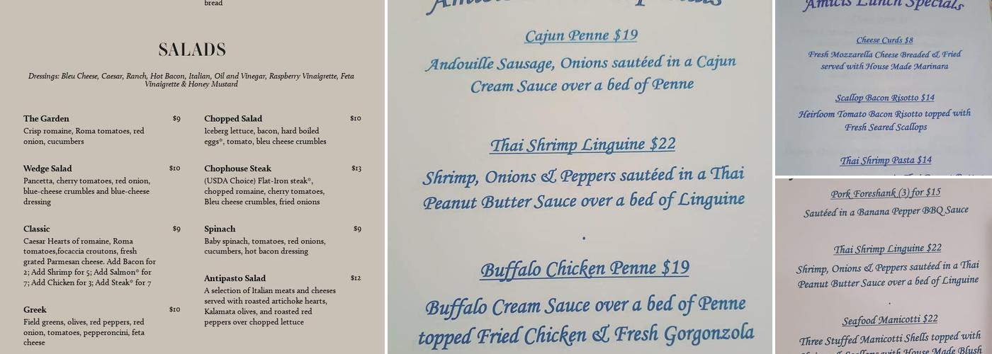 Amici’s Menu