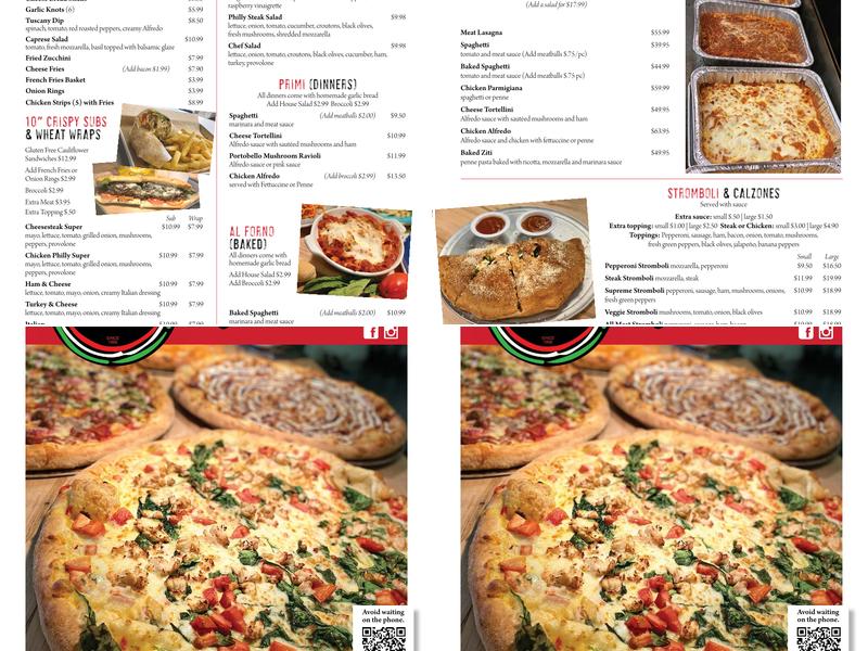 Papa's Pizza Menu