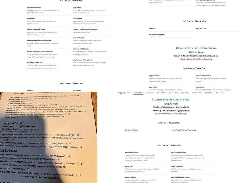 Tavolo Wine Bar & Tuscan Grille Menu