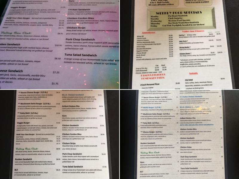 Valley Inn Menu