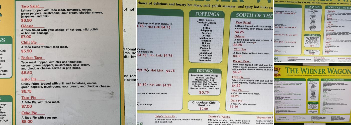 Weiner Wagon Menu